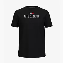 TOMMY HILFIGER 男版素色經典LOGO圓領棉質短袖 M 黑