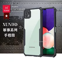 XUNDD 軍事防摔 三星 Samsung Galaxy A22 5G 鏡頭全包覆 清透保護殼 手機殼(夜幕黑)