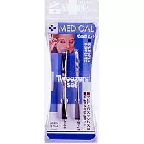 日本綠鐘Medical不銹鋼寬細口毛拔兩支組(L.75mm)D─13