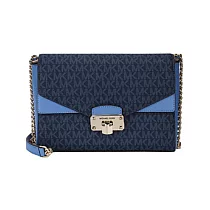 MICHAEL KORS 撞色皮革斜背包─藍