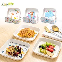 [Conalife] 歐式萌樣印花點心零食盤套裝組(附可瀝水收納底座) (1組) ─ 飛鳥