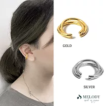 【Melody】日本製低調霧金雙環夾式耳釦單入(7929432) 金色