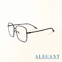 【ALEGANT】燕尾黑未來感縷空金屬方框UV400濾藍光眼鏡