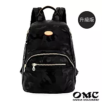 【OMC】輕盈紓壓雙側拉鍊防盜後背包(小款)─ 迷彩黑