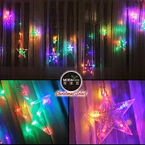 摩達客─LED燈造型滿天星星窗簾燈聖誕情境燈_彩色光透明線 | 附贈IC控制器_插電式
