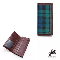 DF BAGSCHOOL ─ SANDIA POLO系列經典格紋多卡位牛皮二折式長夾 主圖款