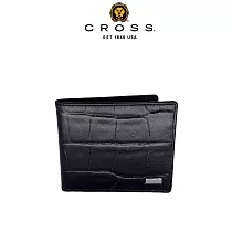 【CROSS】台灣總經銷 限量2折 頂級小牛皮鱷魚紋4卡1零錢袋皮夾 全新專櫃展示品 (黑色 贈禮盒提袋)