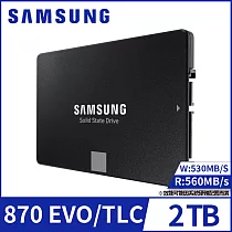 【SAMSUNG 三星】SSD 870 EVO 2TB 2.5吋 固態硬碟(MZ─77E2T0BW)公司貨