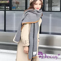 【Decoy】雙色彩框*學院男女中性保暖圍巾 灰