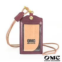 【OMC】義大利植鞣革職人通用直式牛皮證件套悠遊卡套 豆沙紫