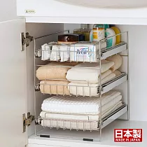 【take a rest the north land】日本製燕三条304全不鏽鋼三層收納架(抽屜式收納設計/廚衛槽下收納)