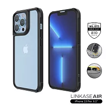 ABSOLUTE LINKASEAIR iPhone 13 Pro (6.1吋)專用 軍規防摔抗變色抗菌大猩猩玻璃保護殼─曜石黑 13 Pro專用