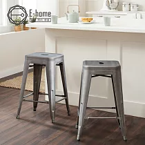 E─home Vali瓦力工業風可堆疊金屬吧檯椅─高61cm─鐵元色 鐵元色