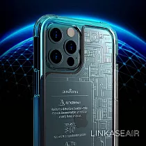 ABSOLUTE LINKASEAIR iPhone 12/12 Pro (6.1吋)專用 電子蝕刻技術防摔抗變色抗菌大猩猩玻璃保護殼─電路板 12/12 Pro專用