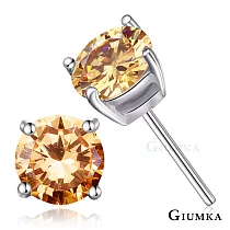 GIUMKA純銀耳釘S925純銀耳環男女中性款 爪鑲單鑽耳飾 5MM多色任選 MF03023 香檳金5MM一對
