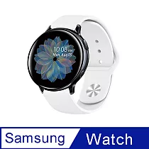 Samsung Galaxy Watch 40/42/44mm通用 純色矽膠運動替換手環錶帶(錶帶寬度20mm)─ 白