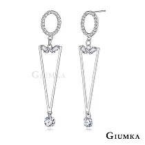 GIUMKA長款耳釘耳環三角幾何元素女耳飾三角圓舞曲 精鍍正白K MF20057 生日聖誕節交換禮物推薦 銀色一對