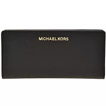 MICHAEL KORS 素色釦式防刮長夾─黑