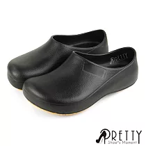 【Pretty】男女 廚師鞋 工作鞋 雨鞋 輕量 防水 台灣製 JP24 黑色