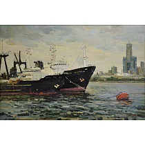 【玲廊滿藝】陳忠利─雨後旗津港91x60.5cm