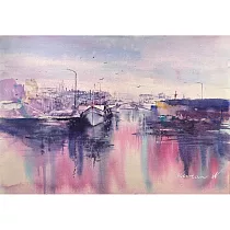 【玲廊滿藝】吳淑卿─龜吼小雨39x54cm