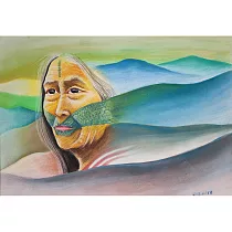 【玲廊滿藝】米路哈勇─長者的期望78.7x54.2cm