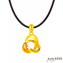 J’code真愛密碼金飾 纏綿三世硬金男墜子 送黑皮繩項鍊