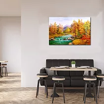 【御畫房】金風溪流 國家一級畫師手繪油畫60×90cm VF─10 (客製商品)