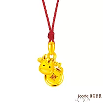 J’code真愛密碼金飾 真愛─古錢牛硬金墜子 送黑皮繩項鍊