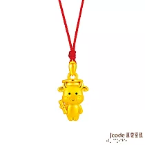 J’code真愛密碼金飾 博士小牛黃金墜子─立體硬金款 送黑皮繩項鍊