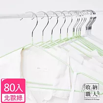 【收納職人】北歐風不鏽鋼衣架80入/組_ 北歐綠