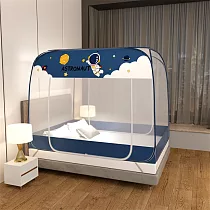 【巴芙洛】夜夜好眠超大空間蒙古包大方頂防蚊蚊帳 宇航藍天 雙人加大