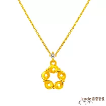 J’code真愛密碼金飾 五錢花硬金墜子 送玫瑰鋼項鍊