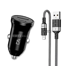 DA PD+QC3.0 20W雙孔迷你車充+2.4A抗彎折超級快充線 Lightning充電線(1.2M) 車用充電組