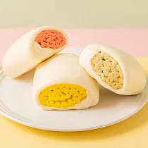 【京采包子】三色捲饅頭(6入/360g/包/全素)