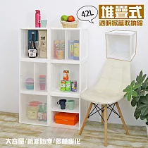 【居家cheaper】42L堆疊式透明掀蓋收納箱(無隔板─1組)/堆疊箱/儲物箱/櫥櫃/堆疊櫃/壁櫃/衣櫃/展示櫃/收納櫃