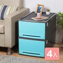 《真心良品》KEYWAY面寬41.3cm馬卡龍抽屜整理箱48L─4入組 綠色