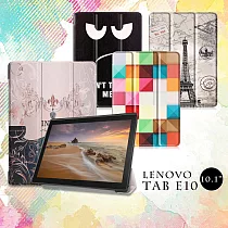 VXTRA 聯想 Lenovo Tab E10 10.1吋 文創彩繪 隱形磁力皮套 平板保護套 個性小黑