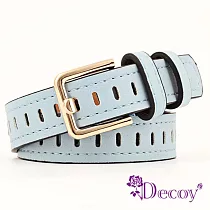 【Decoy】造型方洞*編織修身時尚皮帶 天藍