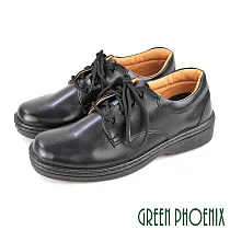 【GREEN PHOENIX】男 學生鞋 皮鞋 標準型 素面 綁帶 台灣製 JP27.5 黑色