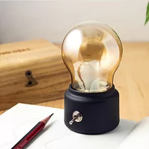 充電式懷舊燈泡造型夜燈 黑色
