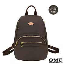 【OMC】輕盈紓壓雙側拉鍊防盜後背包(小款)─深棕