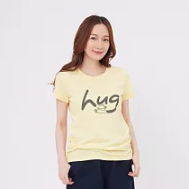 hug 短袖 蜜桃棉 女T L 鵝黃色