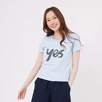 yes 短袖 蜜桃棉 女T M 水藍