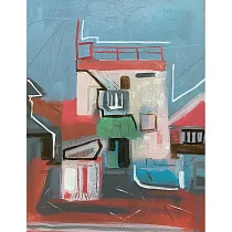 【玲廊滿藝】曾蘑菇─房子系列之一35x27cm