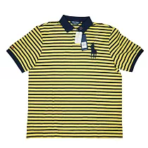 Polo Ralph Lauren 男版細條紋大馬球刺繡短袖POLO衫─黃藍 XL