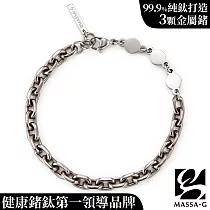 MASSA─G Titanium T01純鈦搭配圓形金屬鍺錠手鍊(3個鍺6mm粗) 17─20cm