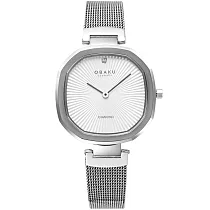 OBAKU 八角哲學淑女晶鑽腕錶─銀X白