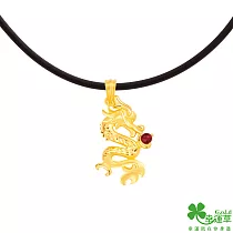 幸運草金飾 寅金龍(紅瑪瑙)黃金墜子 送白鋼項鍊