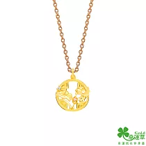 幸運草金飾 荷包有餘黃金墜子 送玫瑰鋼項鍊